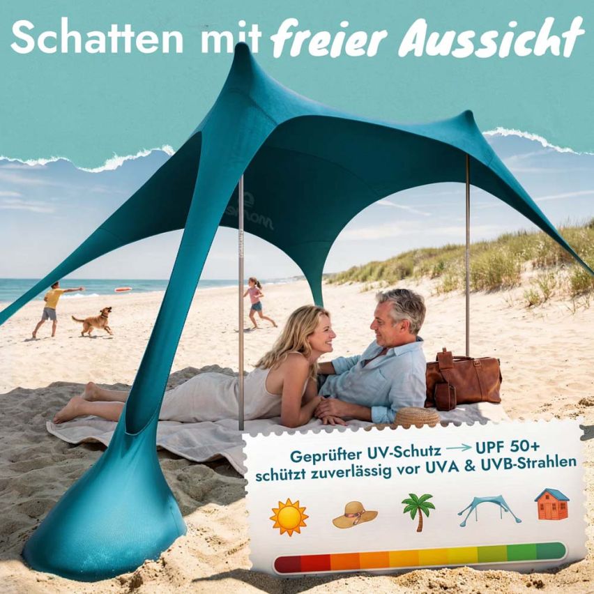 momevo Sunsail Strandzelt Sonnensegel UPF50+ petrolblau