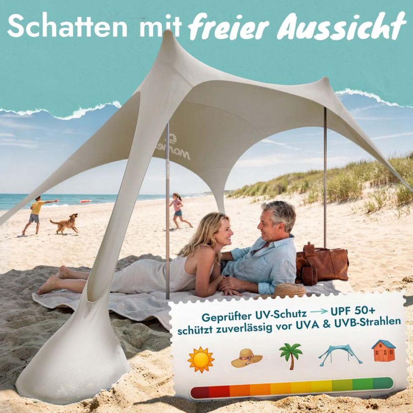 momevo Sunsail Strandzelt Sonnensegel UPF50+ sand
