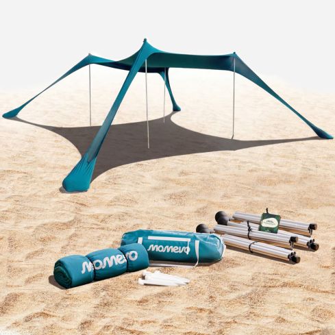 momevo Sunsail XL Strandzelt Sonnensegel UPF50+ petrolblau